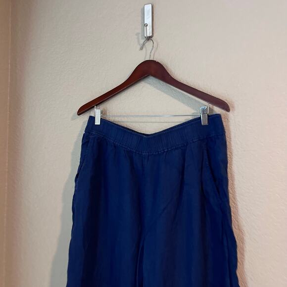 Vineyard Vines Wide Leg Straight Linen Pants XL Navy Blue Gaucho High Waist - Picture 3 of 6